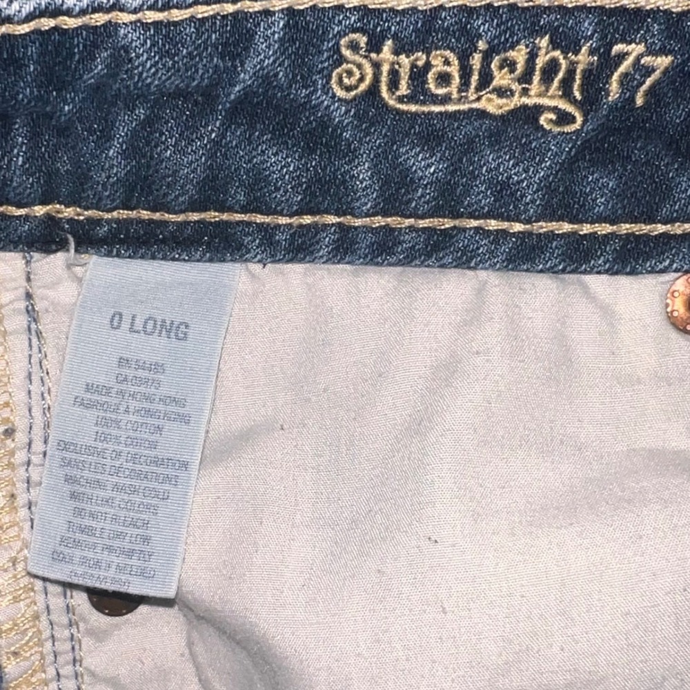 Y2K 2000s American Eagle Straight 77 Jeans Womens 0 Long Dark Wash Low Rise - Picture 7 of 13